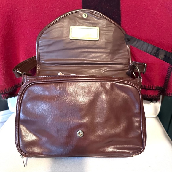 Adorable VGUC Vintage Brown Naugahyde Tandem Handbag - Picture 7 of 12